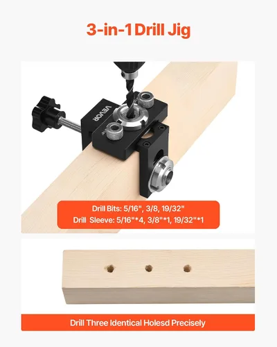 Miniatura 2 de VEVOR Kit de plantilla de taco, plantilla de taco autocentrada para agujeros rectos, herramienta de juntas de carpintería de aleación de aluminio