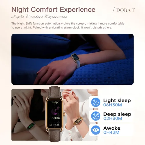 Miniatura 3 de Rastreador de actividad física para mujer, reloj de fitness para mujer, correa de cuero, funda de aleación, monitor de frecuencia cardíaca de lujo