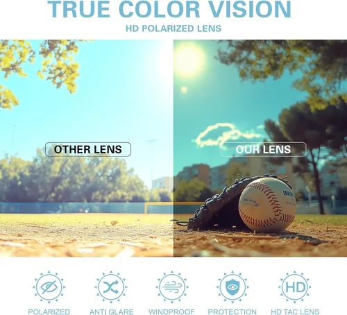 Miniatura 3 de suoso Gafas de sol polarizadas deportivas para niños gafas de sol de béisbol juvenil, gafas de ciclismo para niños y niñas de 6 a 12 años, ligeros