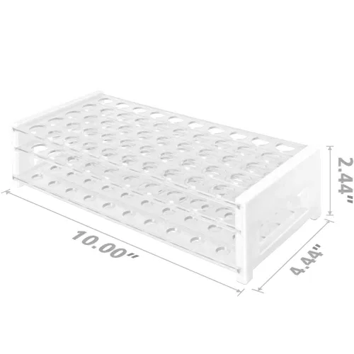 Miniatura 2 de Karter Scientific Gradilla para tubos de ensayo de plástico, 15/18 mm, 50 tubos, transparente, desmontable, poliestireno