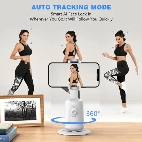 Miniatura 6 de Soporte de cámara de seguimiento facial automático, dispositivo de seguimiento inteligente de 360° con control de gestos, no requiere aplicación
