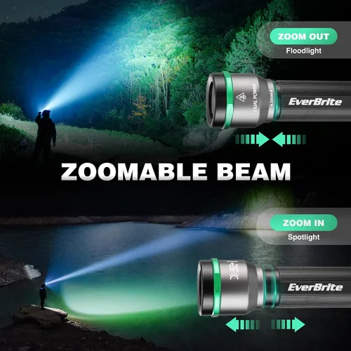 Miniatura 7 de EverBrite Linterna pequeña de 1000 lúmenes, 5 modos de zoom de doble potencia, mini linternas de alto lúmenes, batería recargable o AA, linterna