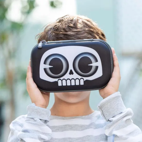 Miniatura 5 de ZIPIT Caja de lápices de calavera para niños, estuche de gran capacidad para la escuela, caja organizadora de papelería, color negro