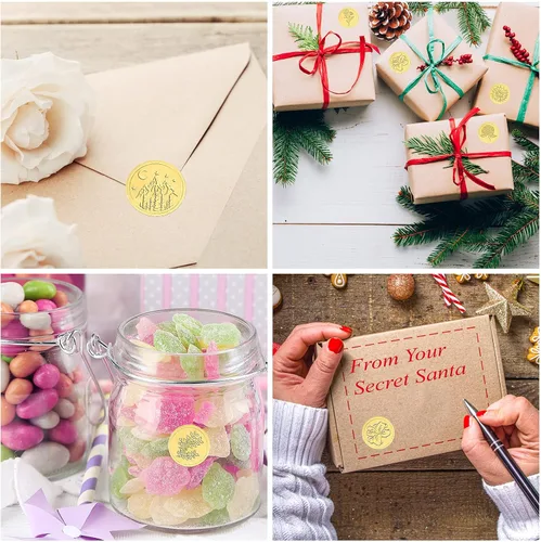 Miniatura 5 de Gersoniel 540 calcomanías de sellos de cera dorada para boda, sobre en relieve, lámina dorada, calcomanías de cera autoadhesivas para tarjetas