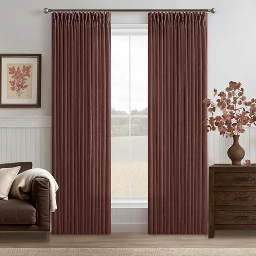 Miniatura 38 de TWODRAPES Cortinas de Lino Plisadas con Pinza Beige Blancas de 54 Pulgadas de Largo 2 Paneles para Comedor Cocina Dormitorio Plisadas Semi
