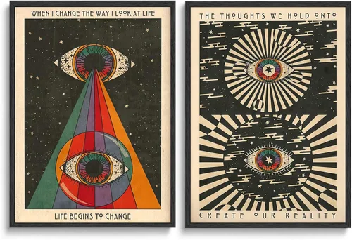 Miniatura 9 de 2 piezas de carta de tarot retro, póster de impresión de sol, luna, gato, arte de pared, hippie, bohemio, estética, decoración de habitación