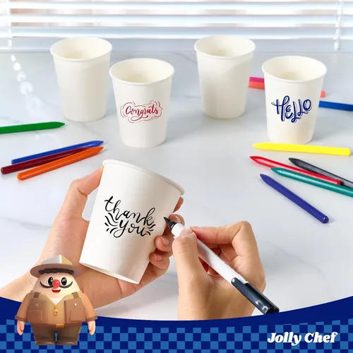 Miniatura 6 de JOLLY CHEF Paquete de 400 tazas de papel para café de 8 onzas, tazas de papel para bebidas blancas para café, agua, jugo o té, adecuadas