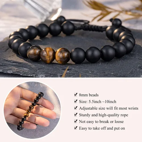 Miniatura 4 de UNGENT THEM Pulsera de piedra natural para hombres, adolescentes, aniversario, graduación, cumpleaños, día del padre, Pascua, Navidad, regalo