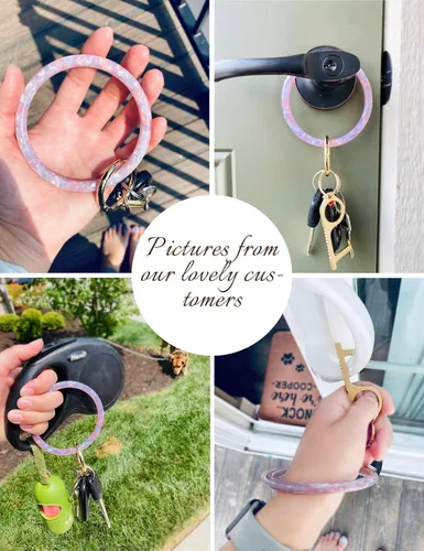 Miniatura 4 de Heesch Pulsera llavero pulsera llavero pulsera para mujer, llavero de acetato circular para muñeca