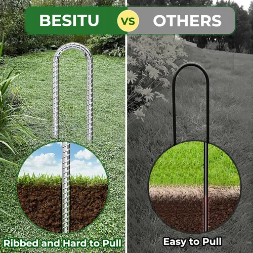 Miniatura 3 de Juego de 8 estacas en U de 12 pulgadas para inflables, estacas de metal para decoraciones al aire libre, estacas de valla para excavación de perros