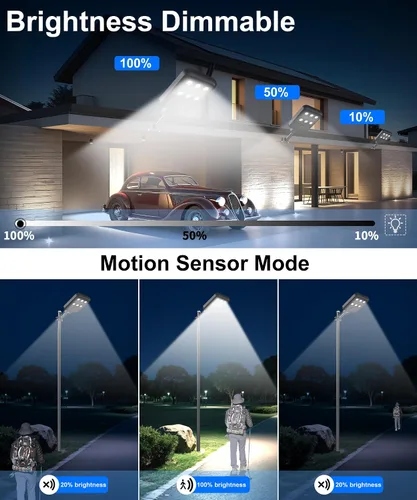 Miniatura 3 de JAYNLT X-8000W Luces de calle solares para exteriores, luces comerciales ultragrandes de 6500K para estacionamiento del atardecer al amanecer, luz