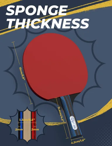 Miniatura 4 de Glymnis Juego de Palas de Ping Pong Raquetas de Tenis de Mesa con Pelotas, Estuche de Almacenamiento para Interiores y Exteriores, Accesorios