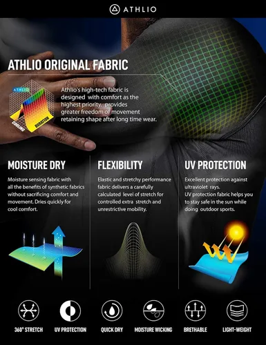 Miniatura 5 de ATHLIO - Paquete de 1 o 3 camisetas de compresión de manga larga con protección FPU 50 para hombre camiseta de protección para deportes acuáticos