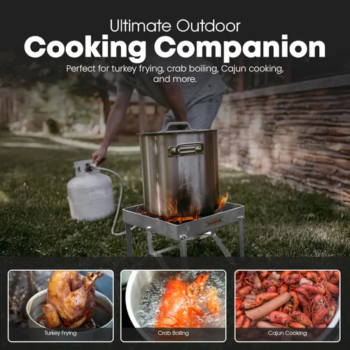 Miniatura 5 de GasOne - Quemador de propano de acero inoxidable para exteriores, estufa de campamento de alta presión con regulador ajustable y manguera trenzada
