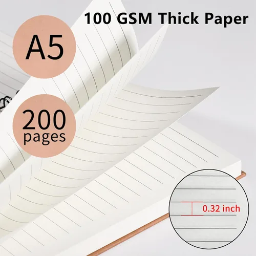 Miniatura 2 de Paquete de 3 cuadernos en espiral de 5.83 x 8.27 pulgadas, diario A5 en espiral, 100 hojas (200 páginas), con tapa dura de papel de estraza