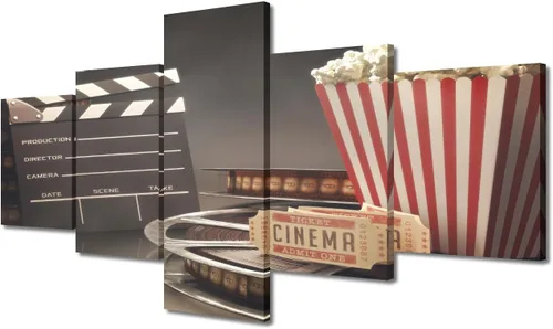 5 paneles para decoración del hogar, cine y cine, cuadros antiguos de película, decoración de pared para sala de estar, obra de arte, decoración de