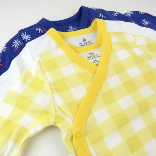 Miniatura 3 de HonestBaby - Conjunto de 3 monos de algodón orgánico de manga larga con cierre lateral