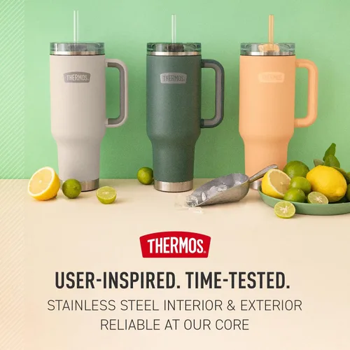 Miniatura 8 de THERMOS Taza Portavasos de Acero Inoxidable - 40 Onzas, Carmesí - Vaso Aislado con Tapa y Popote, Más Bloqueo Deslizante Resistente a Fugas