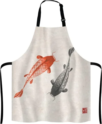 Miniatura 14 de Delantal a cuadros de búfalo blanco y negro para el hogar, cocina, impermeable, para hornear, jardinería, para mujeres y hombres
