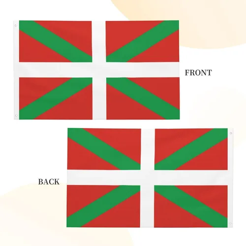 Miniatura 7 de Bandera del País Vasco de doble cara de 3 x 5 pies, banderas para exteriores, banderas decorativas duraderas para interiores y patio, banderas