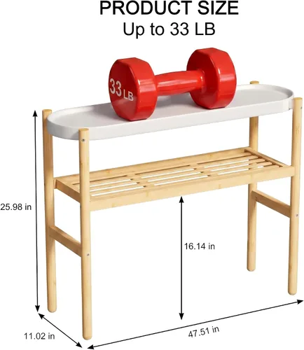 Miniatura 2 de Estantería de bambú Wisuce para interiores, mesa de 2 niveles de altura para ventana, soporte para múltiples plantas..