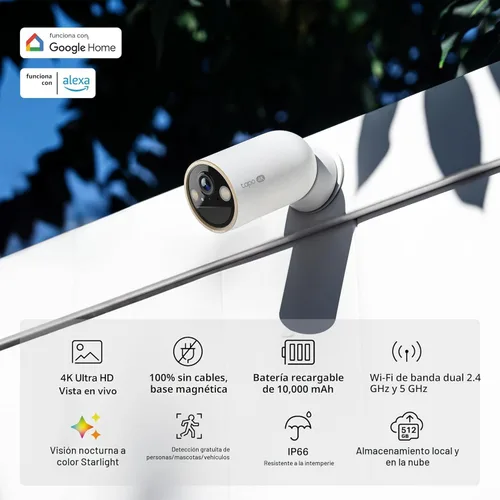 Miniatura 2 de Tapo MagCam - Cámara de seguridad inalámbrica 4K para exteriores, batería de hasta 200 días, montaje magnético, detección de personas/vehículos