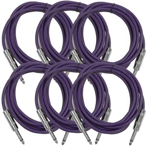 Miniatura 6 de Seismic Audio Cables de guitarra para altavoces, cables de guitarra TS de ¼ pulgadas, 3 pies, multicolor, paquete de 6 Color múltiple