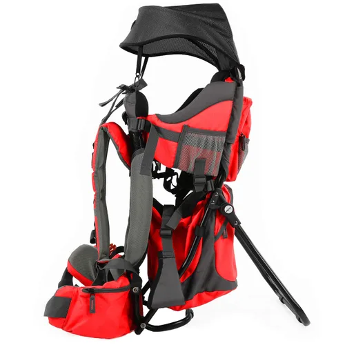 Miniatura 2 de ClevrPlus Canyonero Mochila Portabebés de Camping para Senderismo con Niños Pequeños con Soporte y Visera Parasol, Rojo