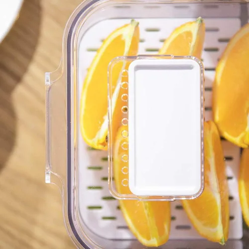 Miniatura 5 de SANNO Contenedores de almacenamiento de frutas y verduras, contenedores de almacenamiento de alimentos para refrigerador, organizador apilable