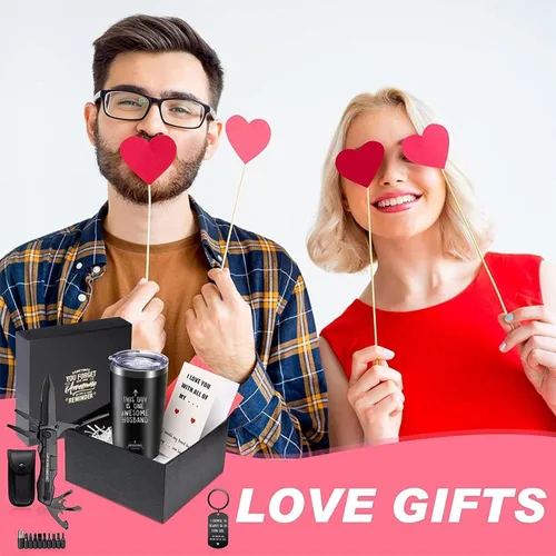 Miniatura 2 de Regalos para el día de San Valentín para marido: vaso aislado de alta calidad y juego de cuchillos de bolsillo multiherramienta con llavero