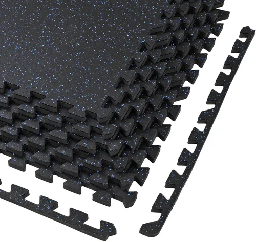 Miniatura 8 de Xspec Alfombrilla de ejercicio de espuma EVA de 1/2 pulgada de grosor de 48 pies cuadrados (12 azulejos) con parte superior de goma entrelazada