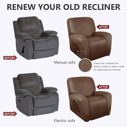 Miniatura 8 de molasofa Fundas de cuero para sillas reclinables, fundas para sillas reclinables grandes para silla reclinable, 4 piezas, fundas lavables que se