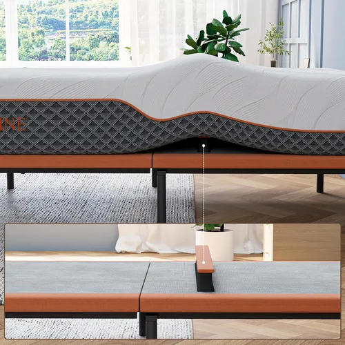 Miniatura 7 de ESHINE Marco de cama ajustable + colchón híbrido de 14 pulgadas, soporte lumbar, inclinación de almohada para la cabeza, control de aplicación