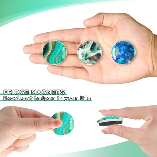 Miniatura 3 de DARUITE 12 imanes para nevera, imanes para refrigerador, bonitos imanes de mármol de vidrio para pizarra blanca, imán de casillero, decoración