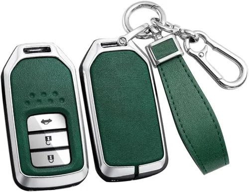 Miniatura 16 de ontto Funda de cuero para llavero de 360 grados de protección para Honda Civic Accord Pilot CRV HRV CRZ Fit Odyssey JED Crosstour Ridgeline Crider