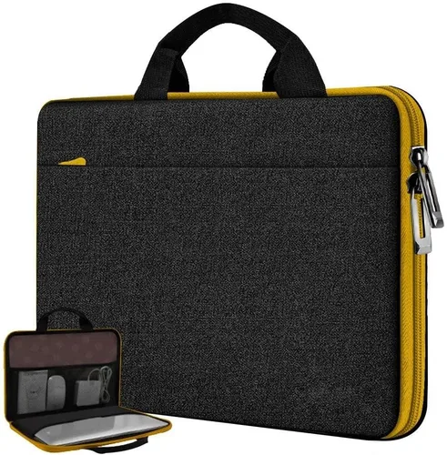 Miniatura 14 de Hseok Funda para laptop de 13.3 a 14 pulgadas, portafolios de 180 grados resistente al agua y a los golpes con forro de terciopelo suave, compatible