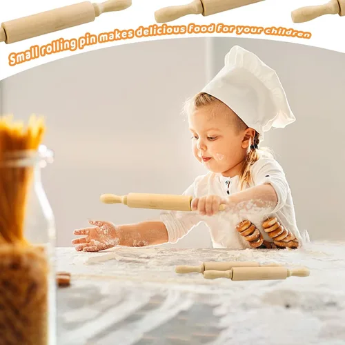 Miniatura 4 de Paquete de 6 mini rodillos de madera de 8 pulgadas, ideal para niños, niñas y niños, pequeños rodillos de madera para arte y manualidades, hornear