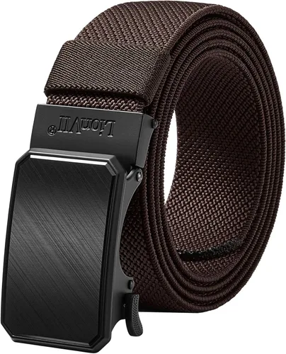 Miniatura 12 de LionVII Cinturón para hombre con trinquete elástico, cinturón elástico para el trabajo con hebilla automática para hombres, 1 3/8" ajustable