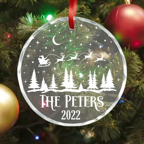 Miniatura 6 de Blue Ridge Mountain Gifts Adornos de Navidad personalizados de cristal grabado con láser, decoración navideña colgante con caja de regalo incluida