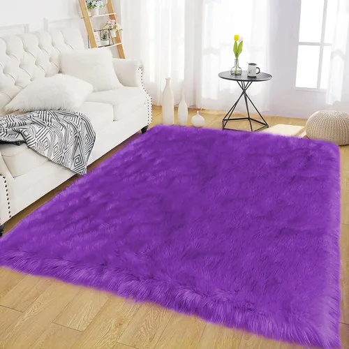 Miniatura 133 de Latepis - Tapete rectangular de piel sintética tipo lana de oveja suave, esponjosa y lavable para sala de estar, dormitorio, sala de juegos o Blanco