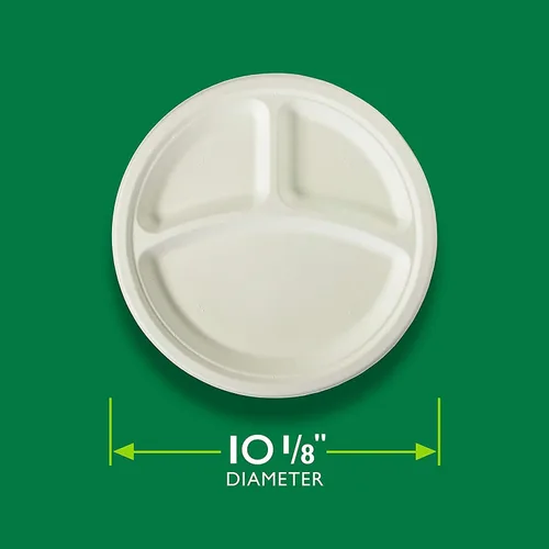 Miniatura 3 de Hefty EcoSave - Platos desechables con compartimentos, hechos de materiales a base de plantas, platos de papel resistentes, 10 ¼ pulgadas, 16