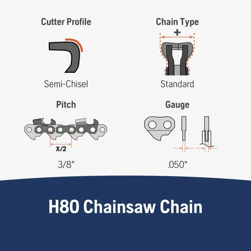 Miniatura 2 de Cadena de sierra Husqvarna 531300441 de 20 pulgadas, H80-72 (72 V), 3/8 pulgadas por 0.050 pulgadas, Paquete de 1