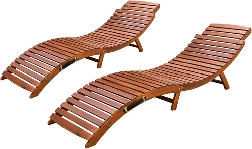 Miniatura 8 de Devoko Tumbona para patio, piscina, para exteriores, plegable, de madera, para exteriores, impermeable, 1 pieza