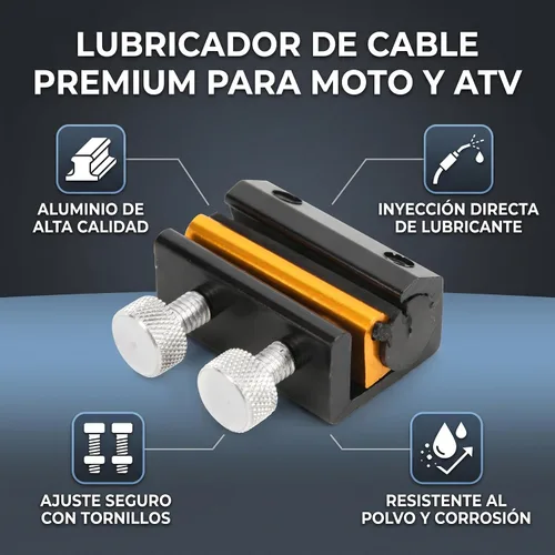 Miniatura 4 de Aramox Herramienta lubricante para cable y cadena, kit de lubricante de aluminio y goma para motocicleta ATV (negro dorado)