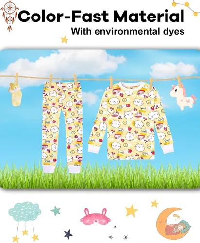 Miniatura 7 de Pijamas para niñas de 4 piezas, 100% algodón, talla 18 meses-12 años