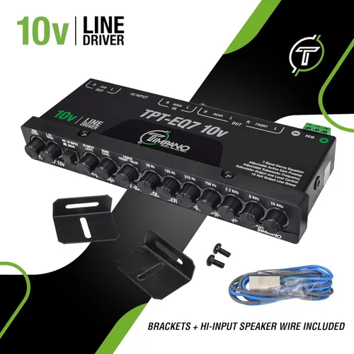 Miniatura 5 de Timpano ecualizador de 7 bandas TPT-EQ7 de 10V de alta tensión, control de línea de salida RCA de 6 canales y subwoofer y crossover de 1/2 din