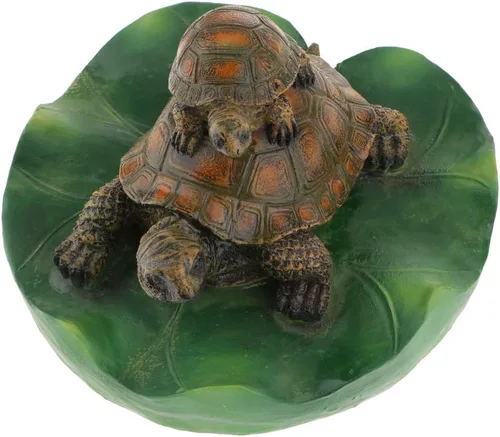 Gazechimp 14 tipos de decoración de plantas flotantes artificiales y rana tortuga, adorno de animales, fuente de estanque, decoración de pecera, 3