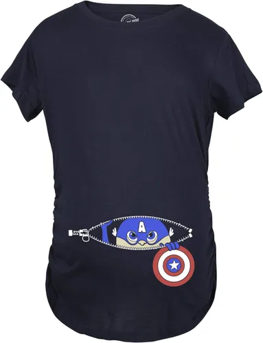 Miniatura 2 de Camiseta de maternidad Peeking Captain Baby con anuncio de embarazo divertido, marino