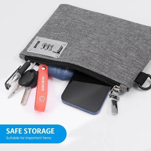 Miniatura 2 de AMIR 2 bolsas de dinero con cerradura, 5 x 8 pulgadas, bolsa de seguridad de nailon con cierre de cremallera para suministros escolares, viajes