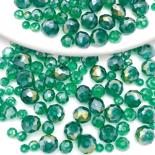 Miniatura 37 de 786 cuentas de cristal de 4 tamaños, cuentas de cristal Rondelle facetadas, cuentas de cristal Briolette, cuentas espaciadoras para pulseras, Ámbar